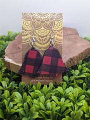 Red & Black Bell Wood Earrings